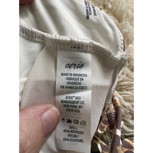 Aerie Leopard Print Bikini Top Size M Scoop Neck Knot Front Swimwear NWT $39.95 - Picture 6 of 8